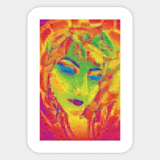 Watercolor Neon Colors Female Portrait Sticker